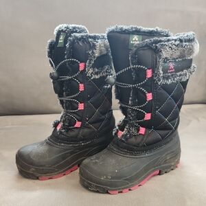 Kamik Black and Pink Winter Kids Boots